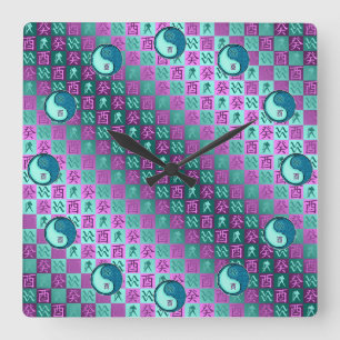 Reloj Cuadrado Acuario & Gallo de Agua