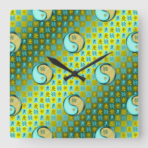 Reloj Cuadrado Acuario & Mono de Metal