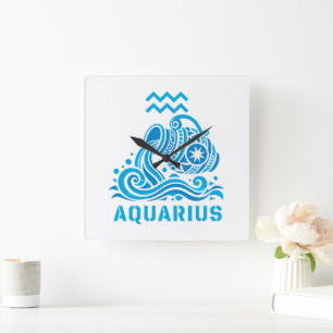 Reloj Cuadrado Acuario Portador de Agua Celestial Arte Azul