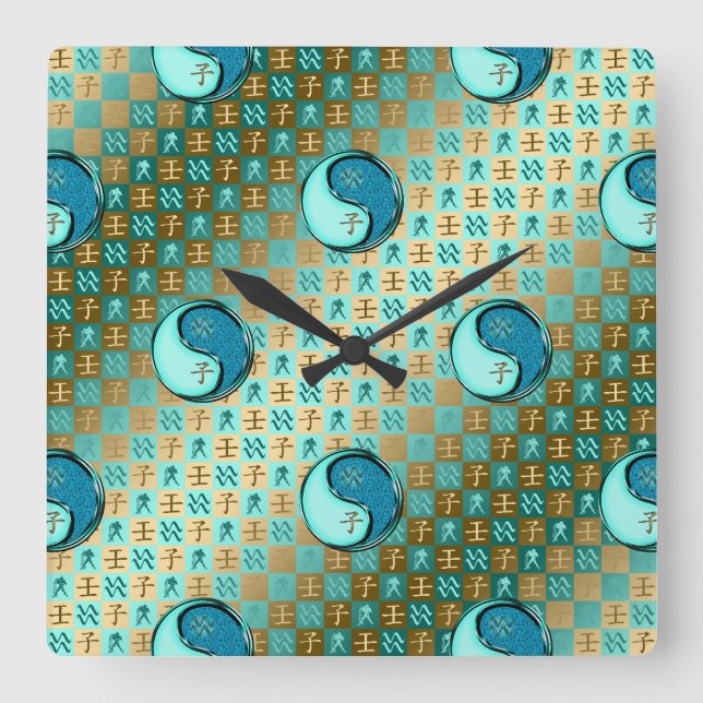 Reloj Cuadrado Acuario & Rata de Agua (Anverso)