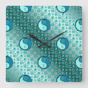 Reloj Cuadrado Acuario & Serpiente de Agua
