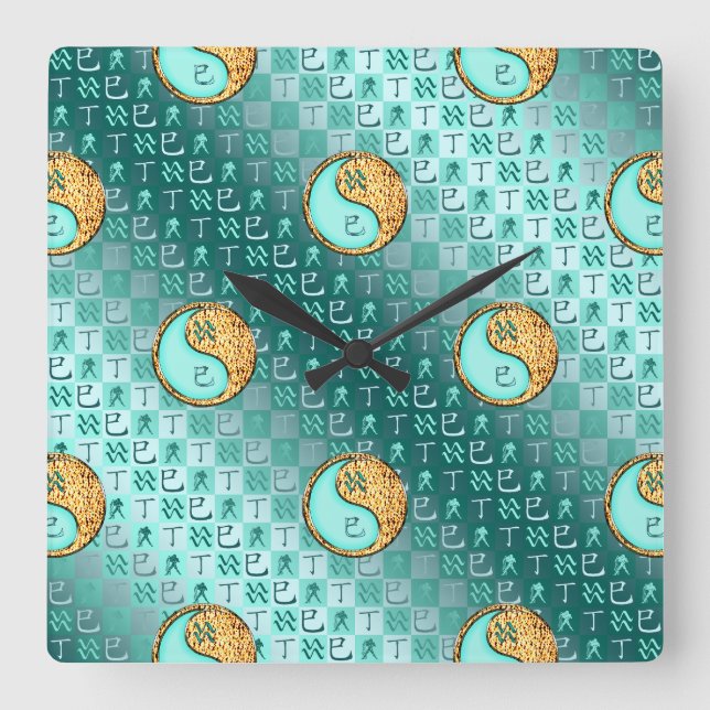 Reloj Cuadrado Acuario & Serpiente de Fuego (Anverso)