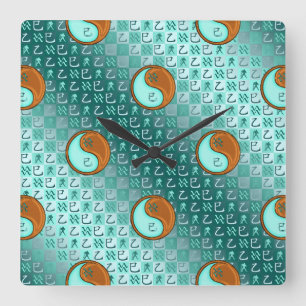 Reloj Cuadrado Acuario & Serpiente de Madera