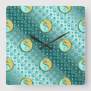 Reloj Cuadrado Acuario & Serpiente de Metal