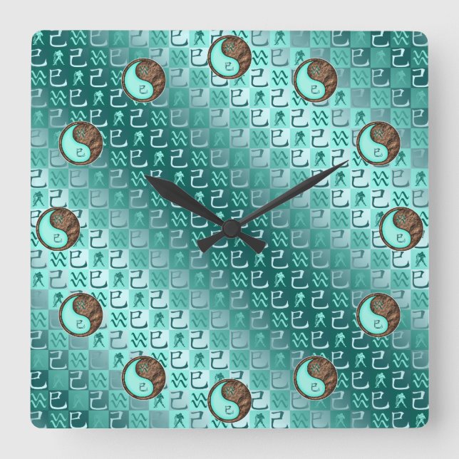 Reloj Cuadrado Acuario & Serpiente de Tierra (Anverso)