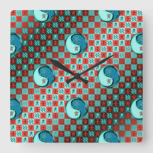 Reloj Cuadrado Acuario & Tigre de Agua