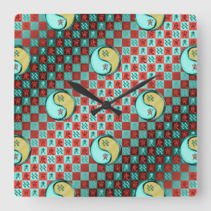 Reloj Cuadrado Acuario & Tigre de Metal