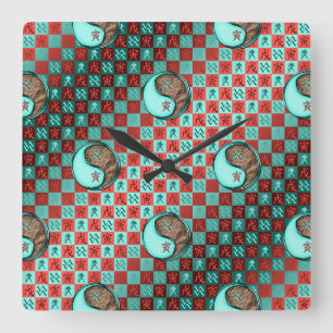 Reloj Cuadrado Acuario & Tigre de Tierra