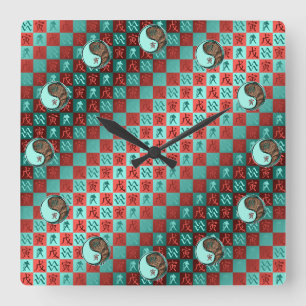 Reloj Cuadrado Acuario & Tigre de Tierra