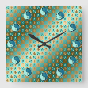 Reloj Cuadrado Acuario y Rata de Agua