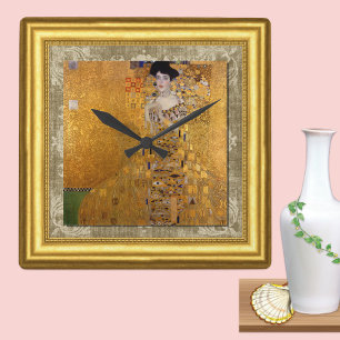 Reloj Cuadrado Adele, Dama de Oro, Gustav Klimt, Lienzo enmarcado