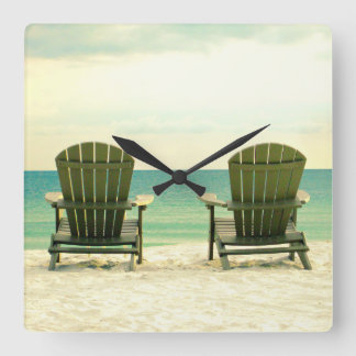 Reloj Cuadrado Adirondack Beach Chairs Wall Clock