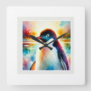 Reloj Cuadrado Adlie Penguin 210624AREF105 - Watercolor