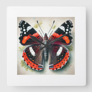 Reloj Cuadrado Admiral Butterfly 040924IREF238 - Watercolor