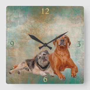 Reloj Cuadrado Adorable Dogs On Decoupage Art
