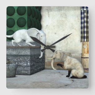 Reloj Cuadrado Adorable Elephant Cats