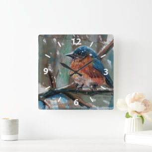 Reloj Cuadrado Adorable Little Eastern Bluebird