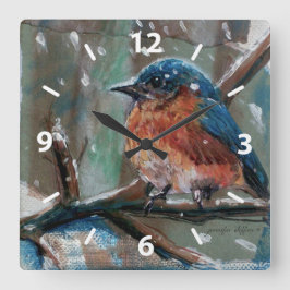 Reloj Cuadrado Adorable Little Eastern Bluebird