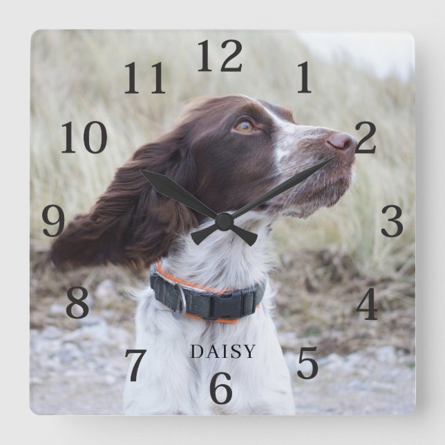 Reloj Cuadrado Adorable Personalized Dog Pet Photo  (Anverso)