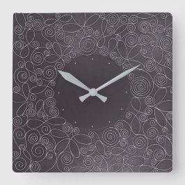 Reloj Cuadrado adornos de alambre sobre fondo negro
