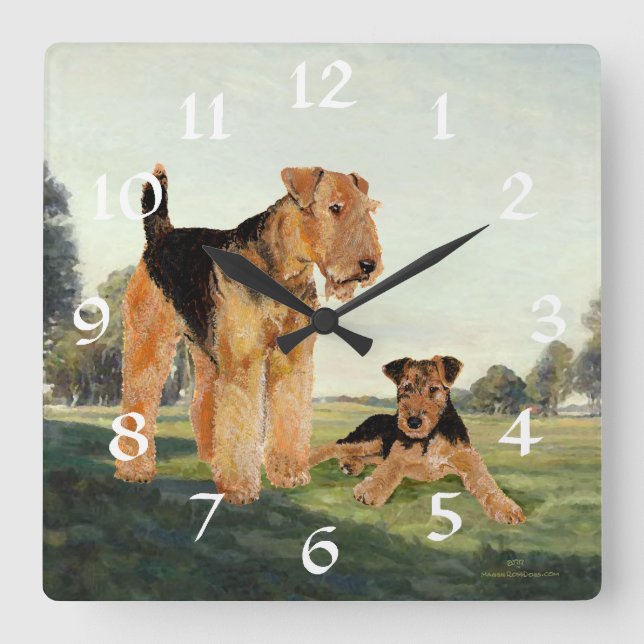 Reloj Cuadrado Adulto y perrito (Anverso)
