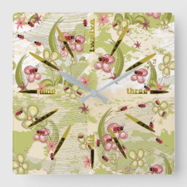 Reloj Cuadrado Adventure Ditsy Ladybirds Square Wall Clock