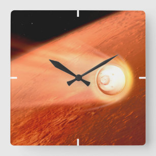 Reloj Cuadrado Aeródromo Con Perseverancia Rover Descent To Mars
