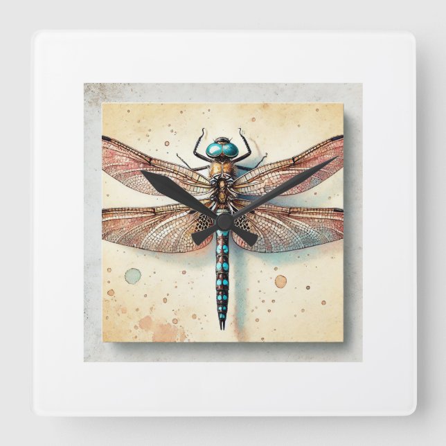 Reloj Cuadrado Aethriamanta Dragonfly 100724IREF110 - Watercolor (Anverso)
