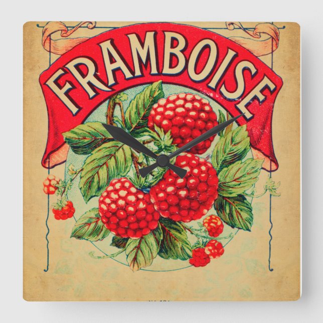 Reloj Cuadrado Affiche framboise, fruit, strawberry, raspberry, s (Anverso)