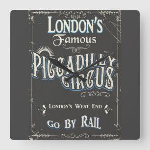 Reloj Cuadrado Afiche de época de Piccadilly Circus London