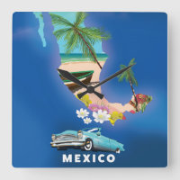 Afiche de viaje del Ilustracion del Mapa de México