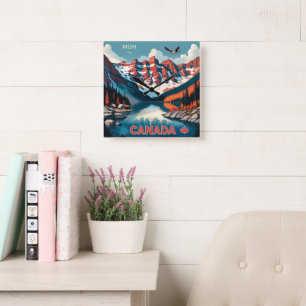 Reloj Cuadrado Afiche de viaje del Monograma de personalizado Can