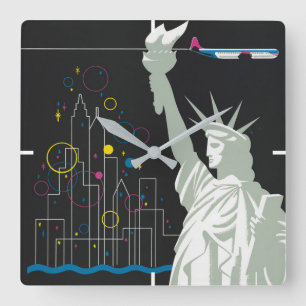 Reloj Cuadrado Afiche De Viajes Para Volar Northwest Airlines