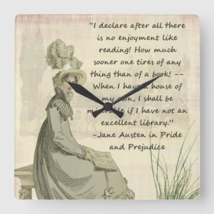Reloj Cuadrado Aficionados a los libros de Jane Austen