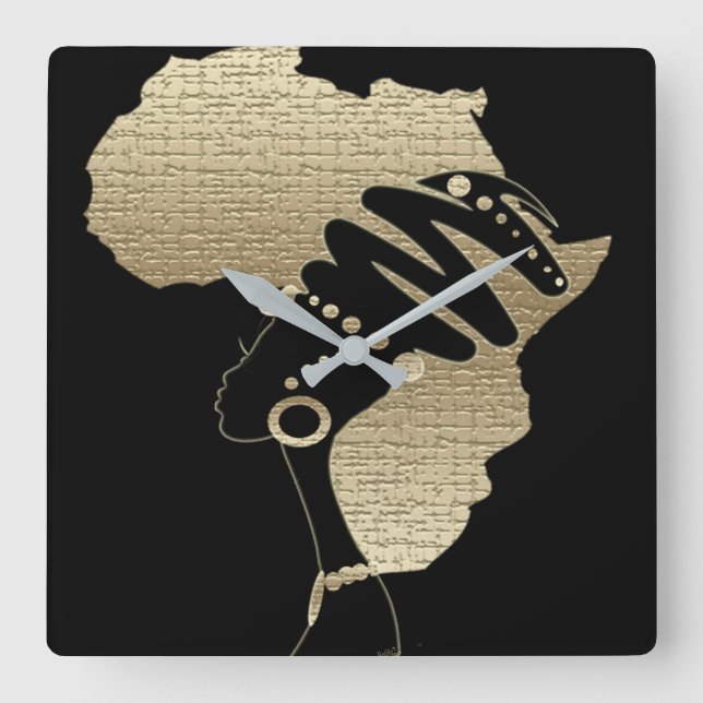 Reloj Cuadrado África en oro (Anverso)