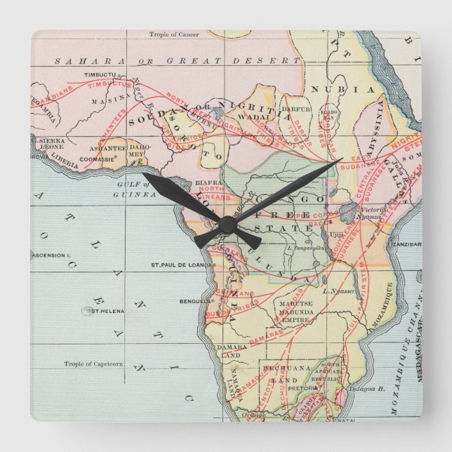 RELOJ CUADRADO ÁFRICA: MAPA, 1894 (Anverso)