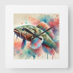 Reloj Cuadrado African lungfish 060824AREF102 - Watercolor
