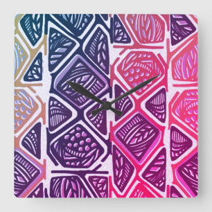 Reloj Cuadrado African Pattern Wall Clock