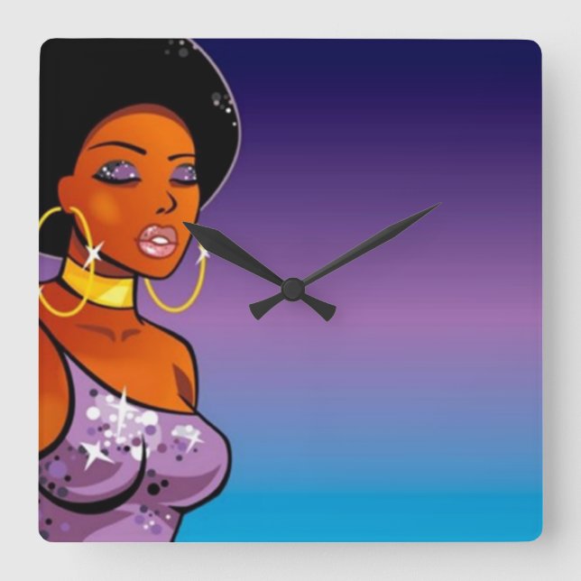 Reloj Cuadrado Afro-centric Wall Clock (Anverso)