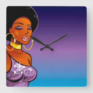 Reloj Cuadrado Afro-centric Wall Clock