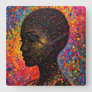 Reloj Cuadrado Afro Nebula Whisper – Celebración de la Historia N