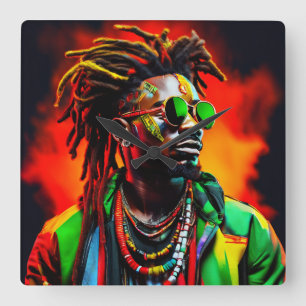 Reloj Cuadrado Afrocéntricos hombres africanos de raza negra Mela