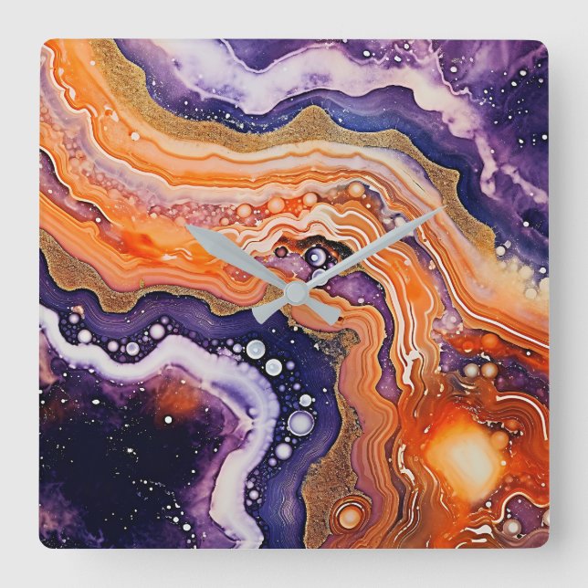 Reloj Cuadrado Agate Art Wall Clock (Anverso)