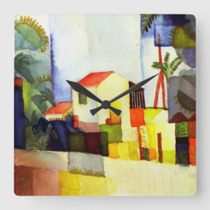 Reloj Cuadrado Agosto Pintura de acuarela de Macke Bright House