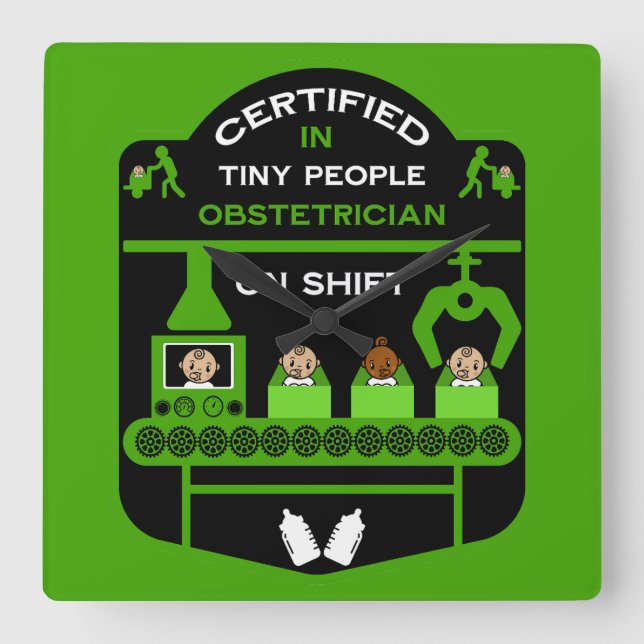 Reloj Cuadrado Agradecimiento Obstetricista Y Gracias (Anverso)