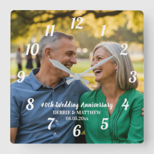 Reloj Cuadrado Agrega tu propia foto de pareja 40 aniversario de