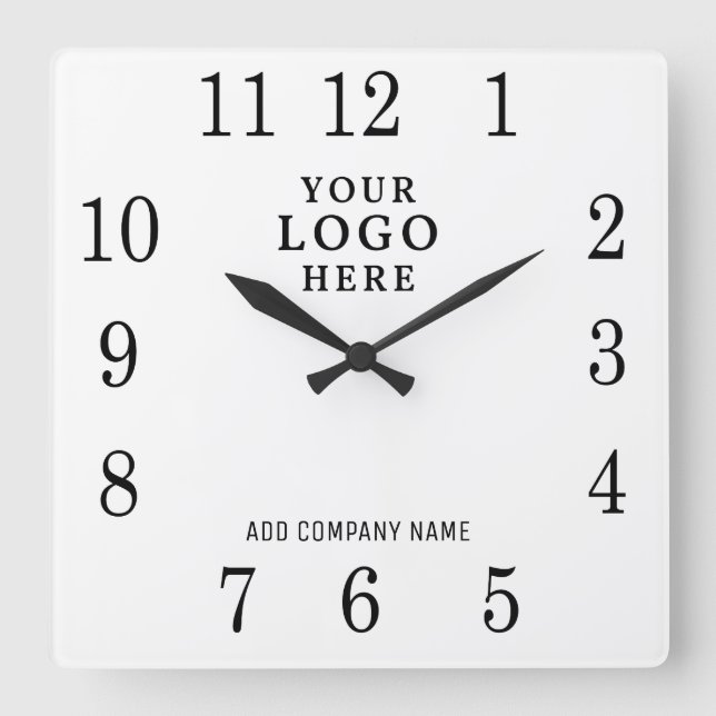 Reloj Cuadrado Agregar promoción de nombre de empresa con logotip (Anverso)