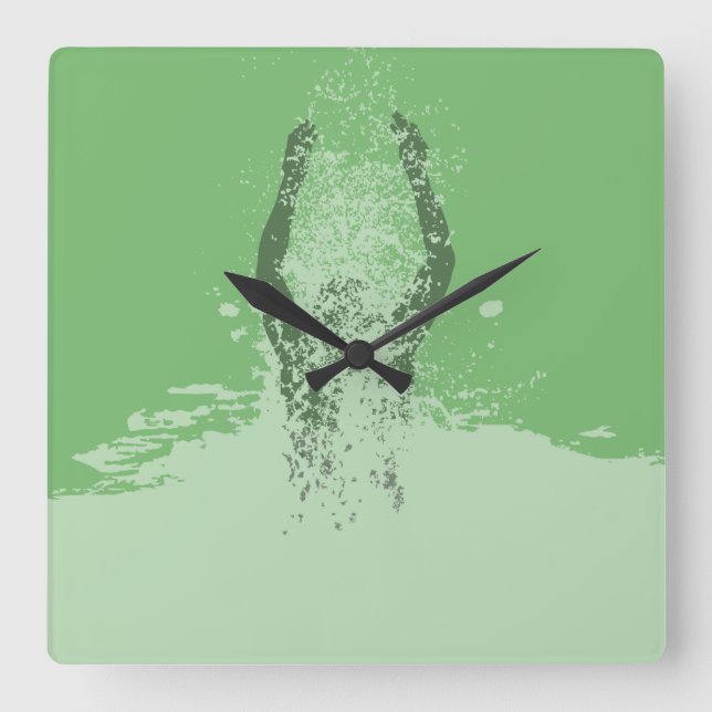 Reloj Cuadrado Agua fresca para el hombre negro y blanco (Anverso)