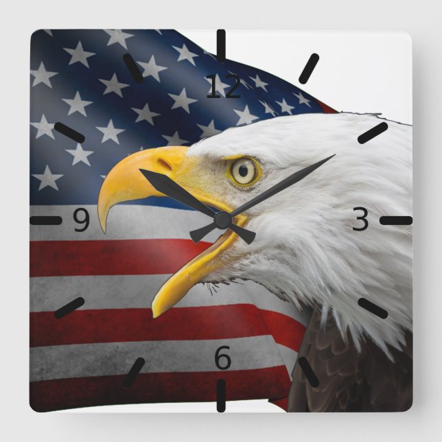 Reloj Cuadrado Águila calva de Estados Unidos (Anverso)