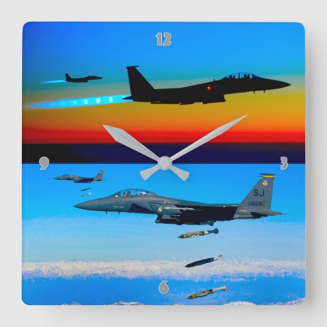 RELOJ CUADRADO ÁGUILA DE HUELGA F-15E (Anverso)